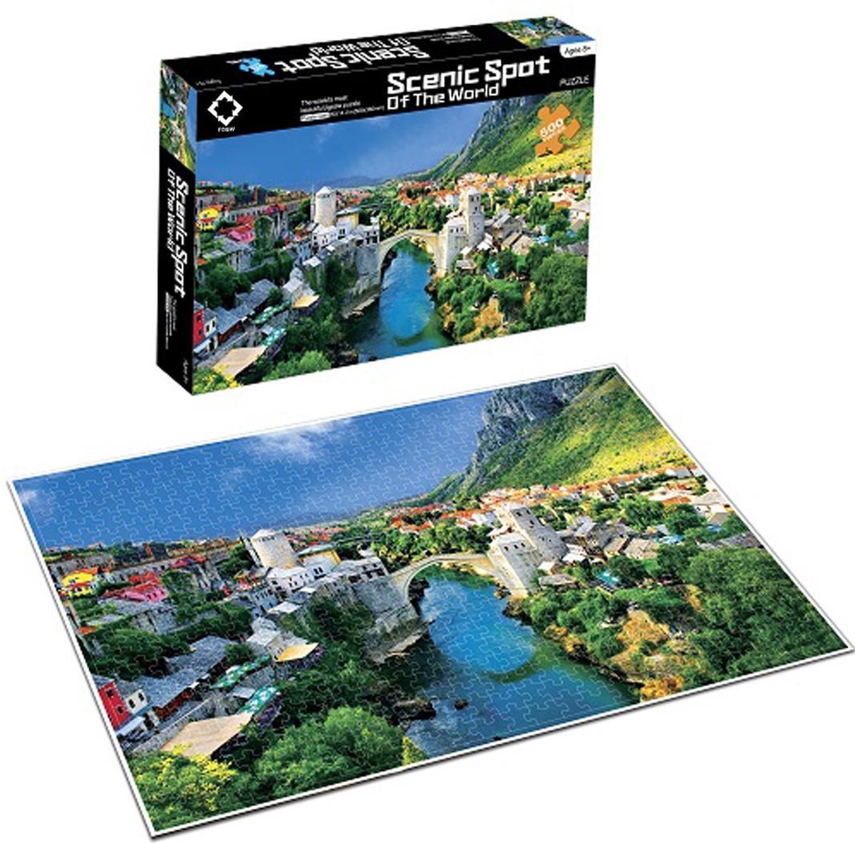 Puzzel Kunstwerken -  Bergdorpje | Puzzel - 1000 stukjes – Bergdorp | Kunst puzzel voor volwassene | Puzzel 1000 | Kunst Puzzel Collectie – Bergvallei